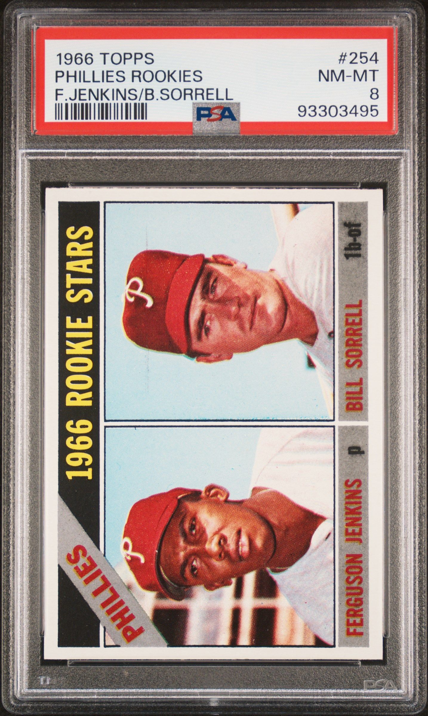 1966 TOPPS PHILLIES ROOKIES F.JENKINS/B.SORRELL #254 PSA 8