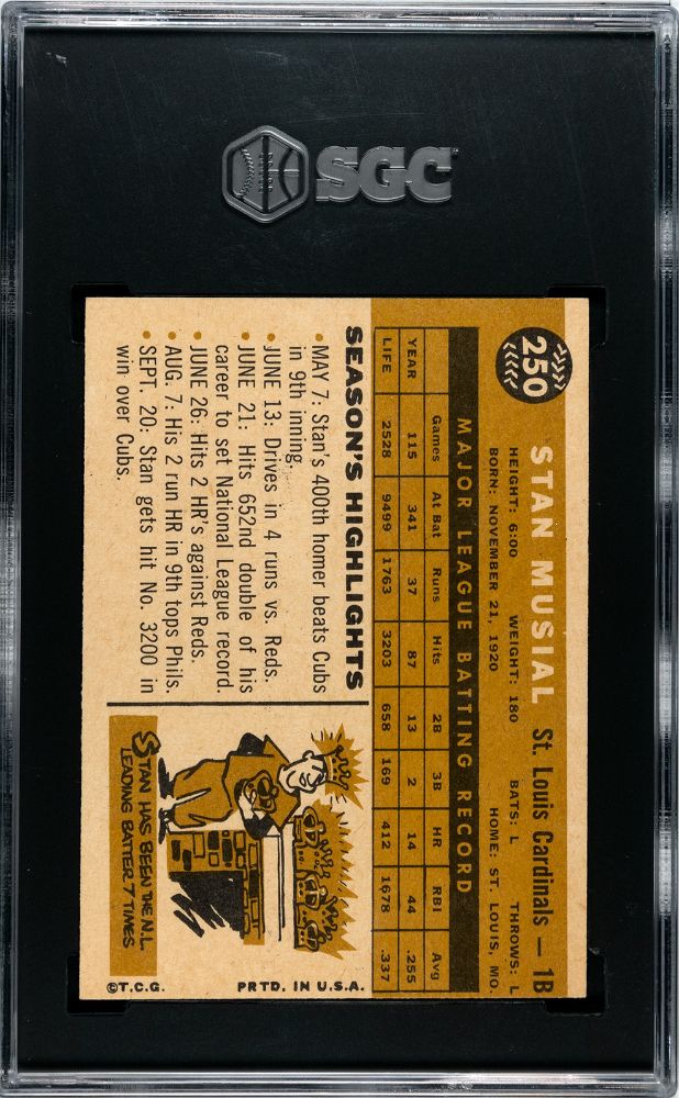 1960 TOPPS STAN MUSIAL #250 SGC 6