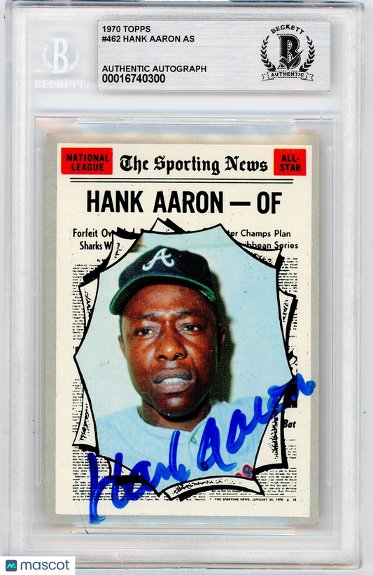 1970 Topps Hank Aaron AS #462 BVG Authentic BAS Auto A
