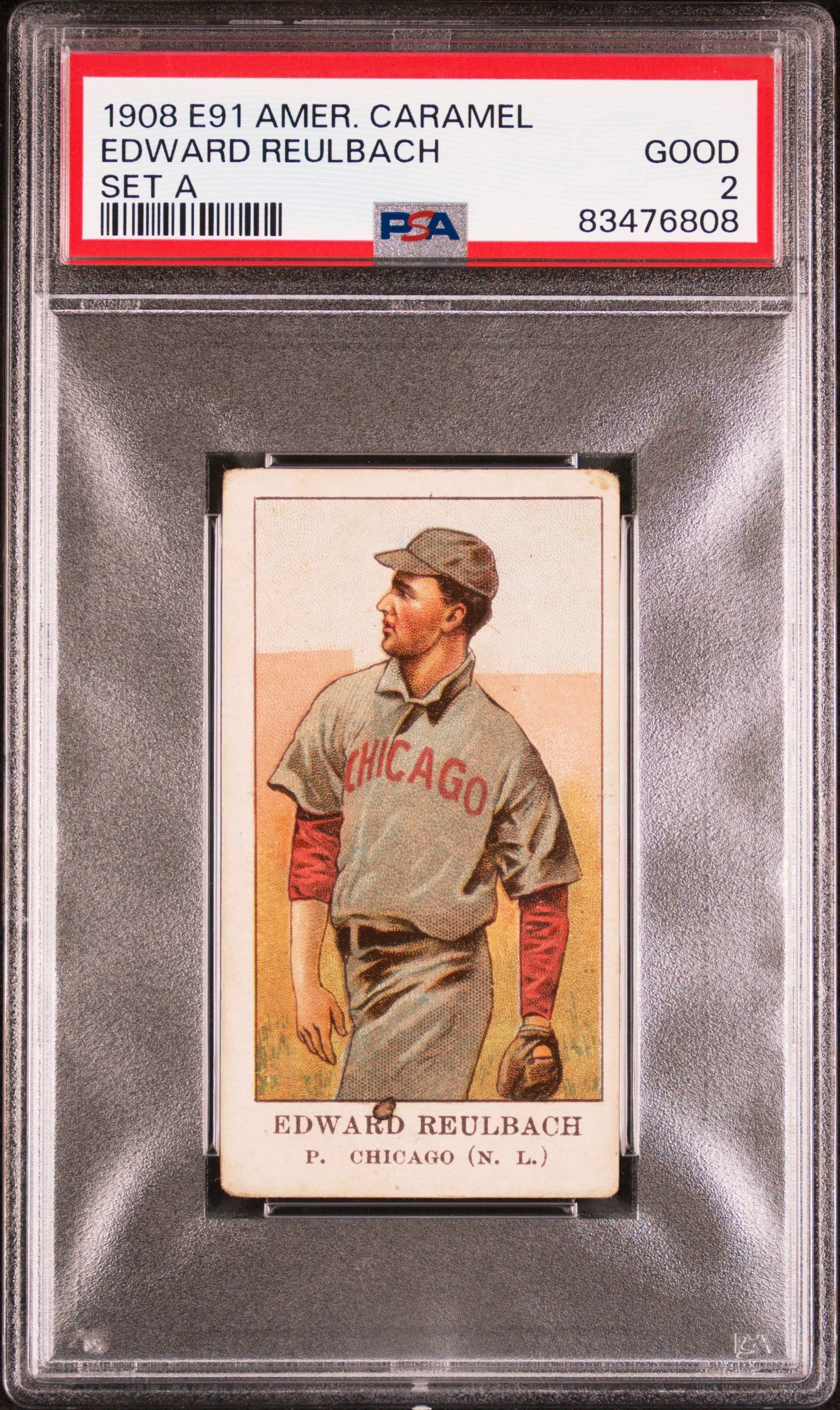 1908 EDWARD REULBACH E91 AMERICAN CARAMEL SET A PSA 2