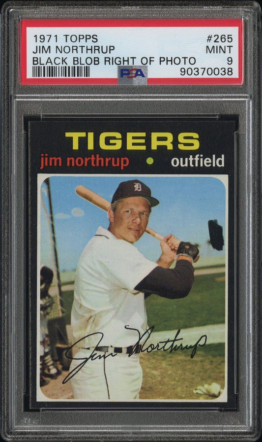 1971 TOPPS JIM NORTHRUP BLACK BLOB RIGHT OF PHOTO #265 PSA 9