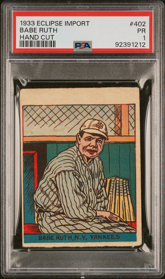 1933 ECLIPSE BABE RUTH IMPORT HAND CUT #402 PSA 1