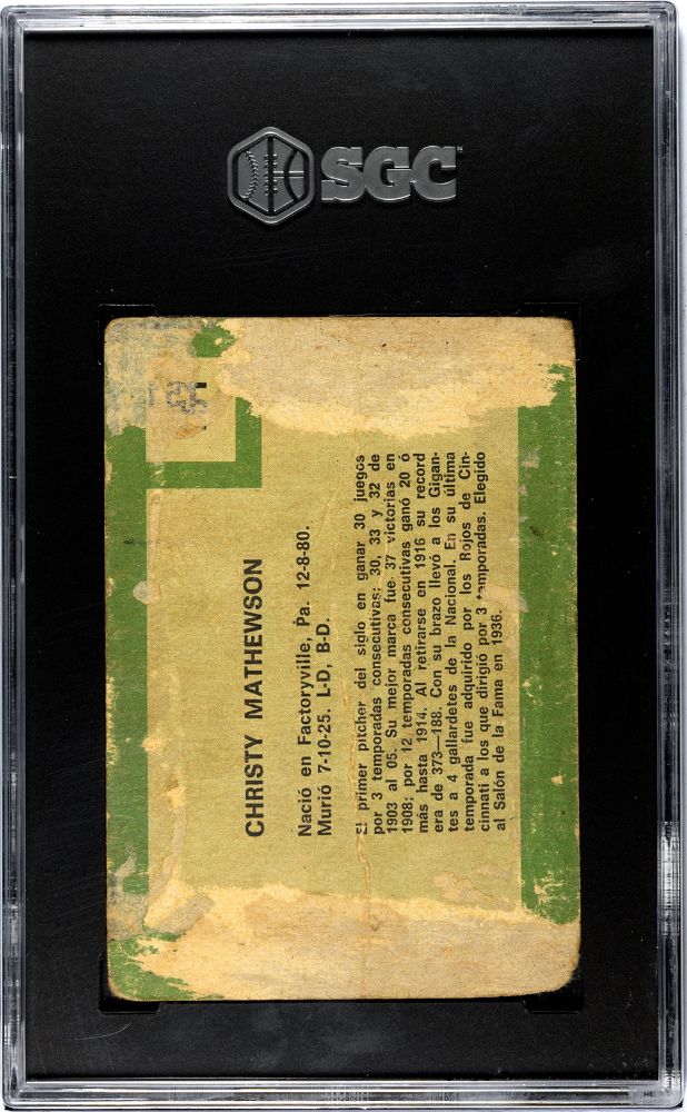 1967 TOPPS CHRISTY MATHEWSON VENEZUELAN #151 SGC 1