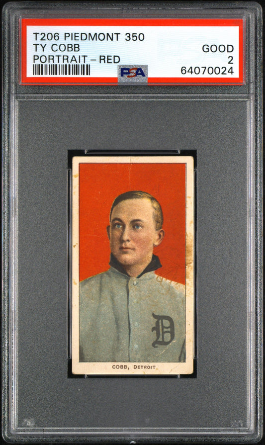 1909-11 TY COBB T206 PIEDMONT 350 PORTRAIT-RED PSA 2