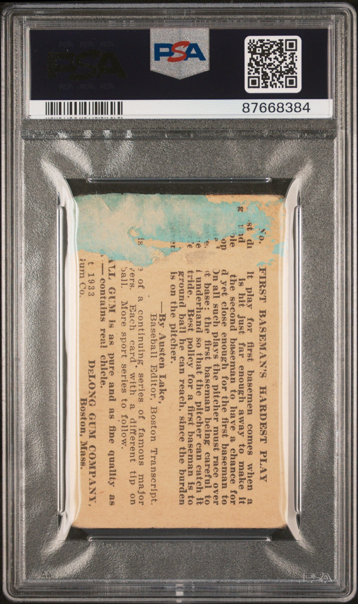 1933 LOU GEHRIG DELONG #7 PSA AUTHENTIC