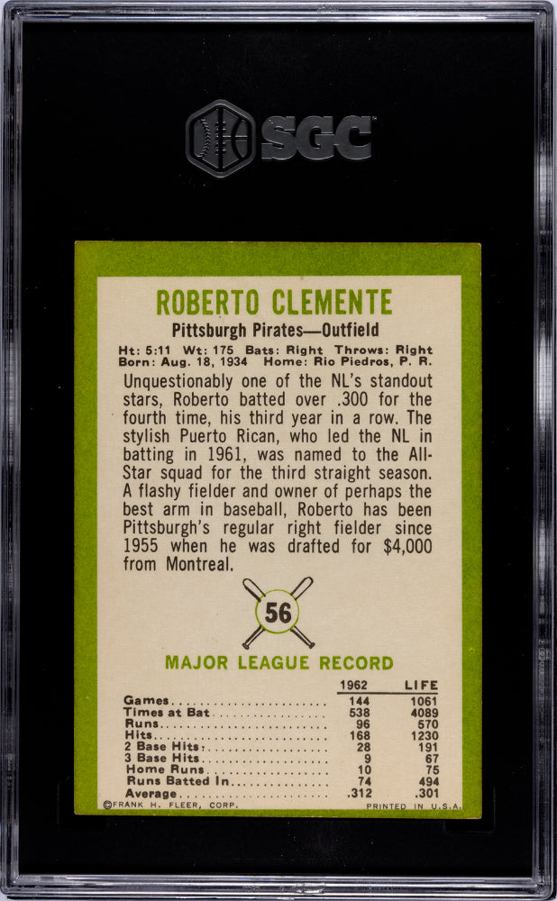 1963 FLEER ROBERTO CLEMENTE #56 SGC 5