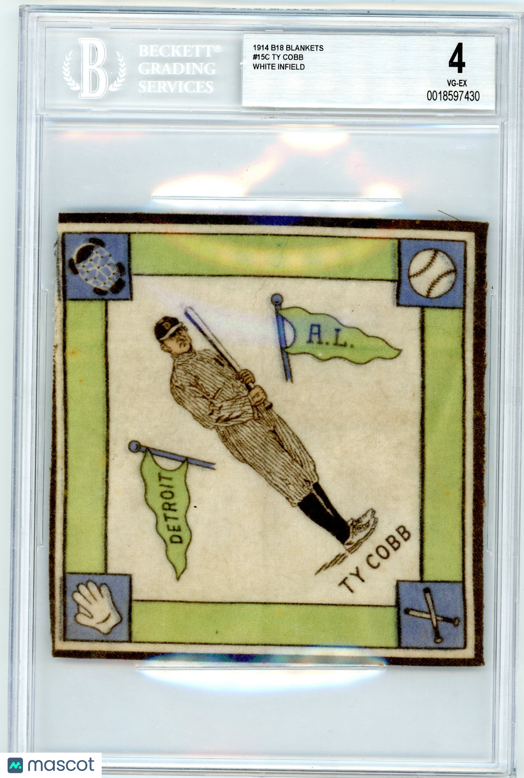 1914 B18 Blankets White infield Ty Cobb #15C BVG 4 /White