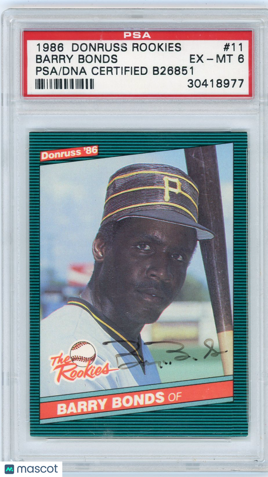 1986 Donruss Rookies Barry Bonds #11 PSA 6