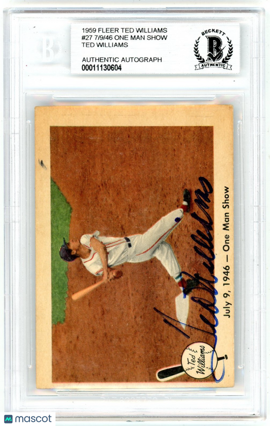 1959 Fleer Ted Williams 46 One Man Show #27 BVG Authentic /9 BAS Auto Authentic