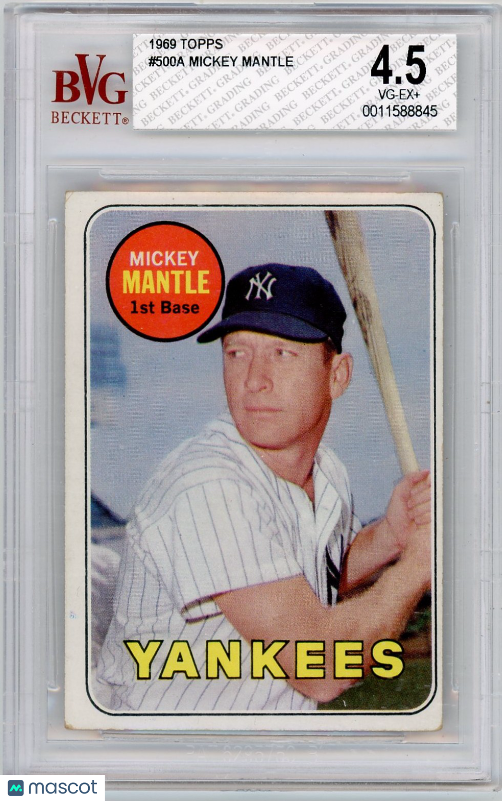 1969 Topps Mantle #500A BVG 4.5