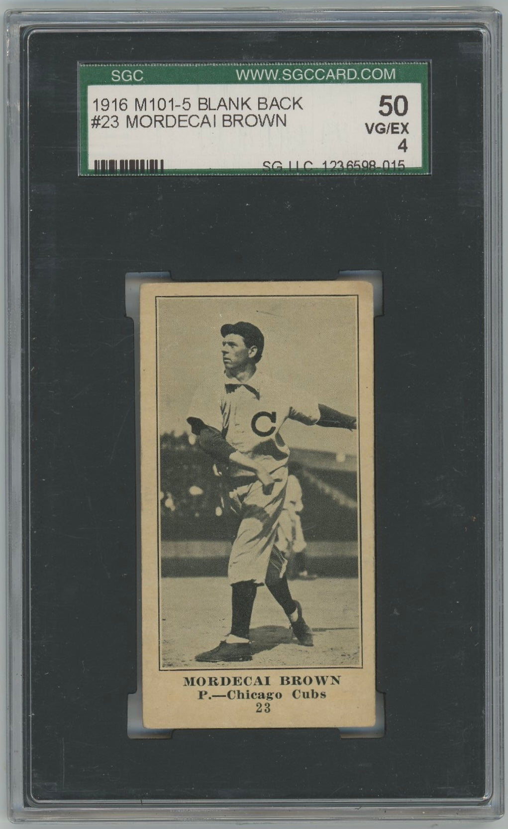 1916 M101-5 Blank Backs Mordecai Brown #23 SGC 4