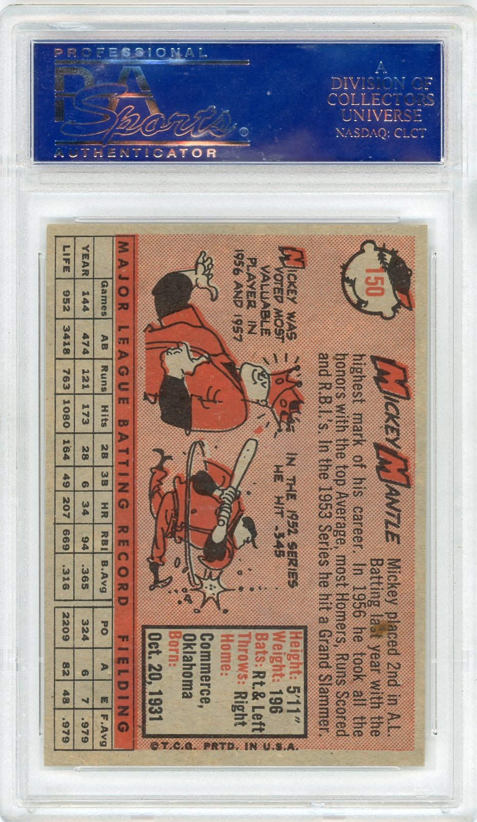 1958 Topps Mickey Mantle #150 PSA 6