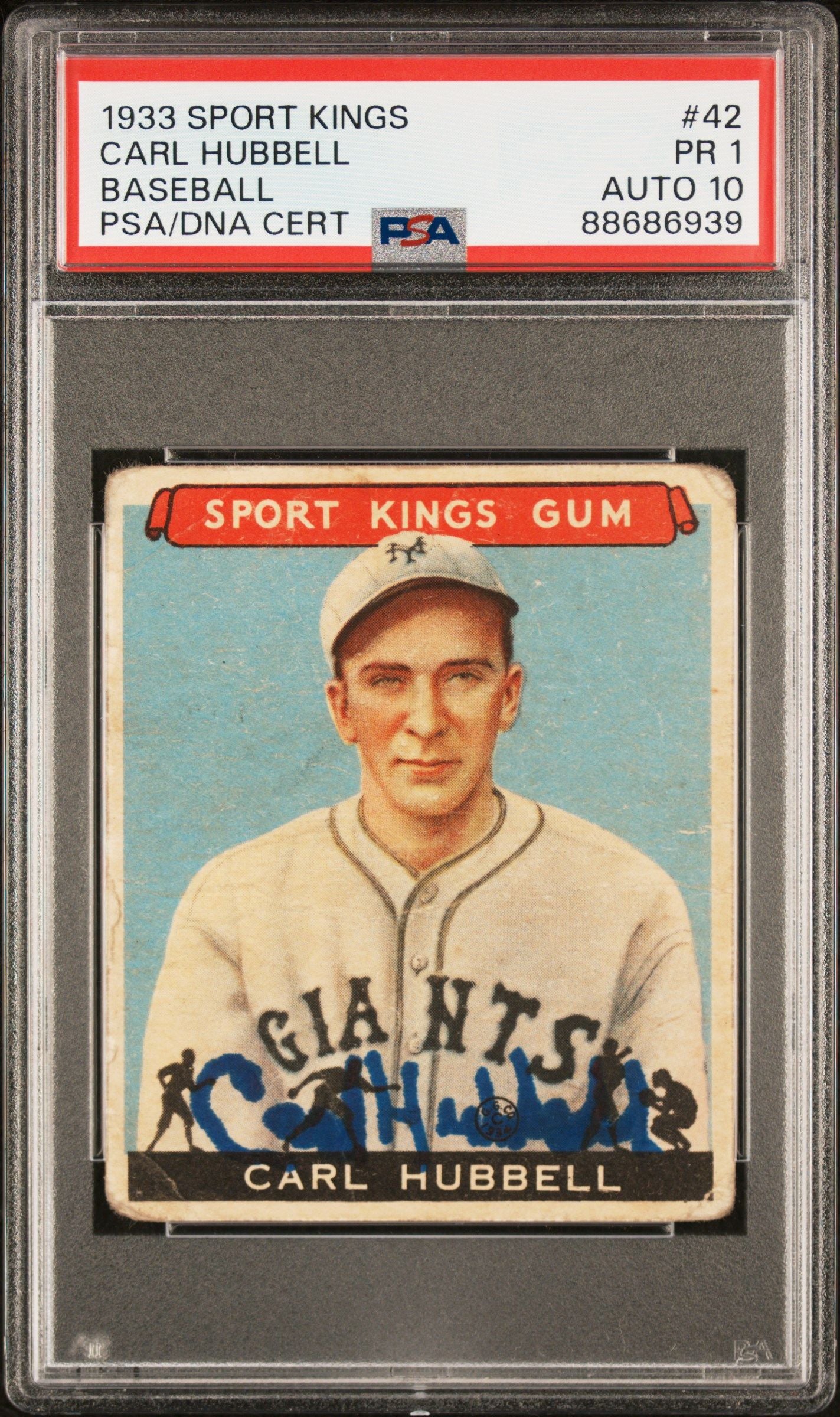 1933 SPORT KINGS CARL HUBBELL BASEBALL #42 PSA 1