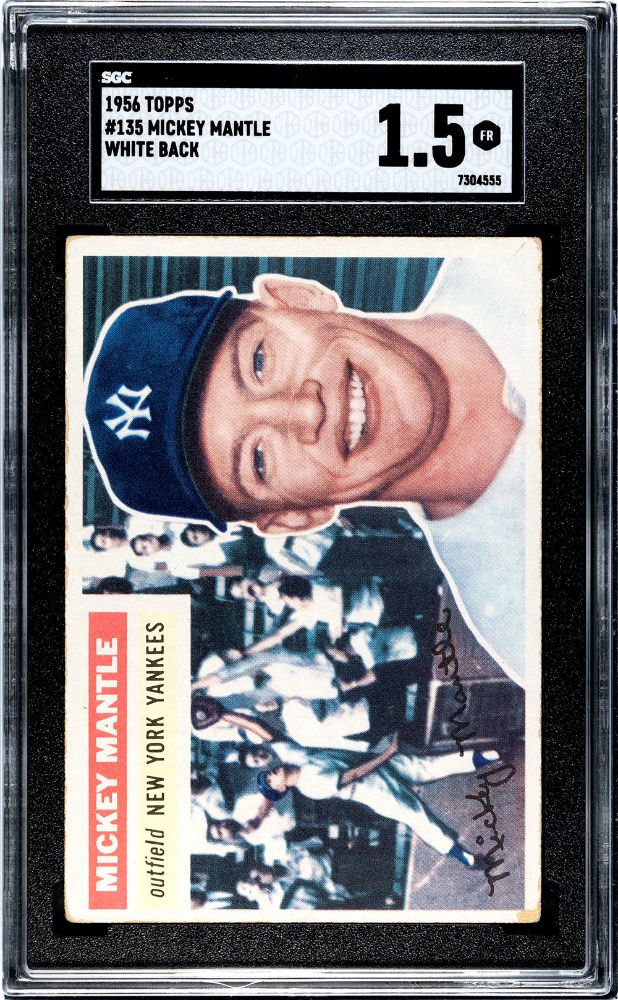 1956 TOPPS MICKEY MANTLE WHITE BACK #135 SGC 1.5