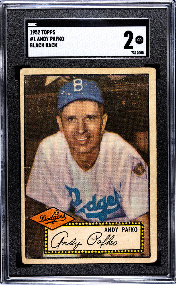 1952 TOPPS ANDY PAFKO BLACK BACK #1 SGC 2