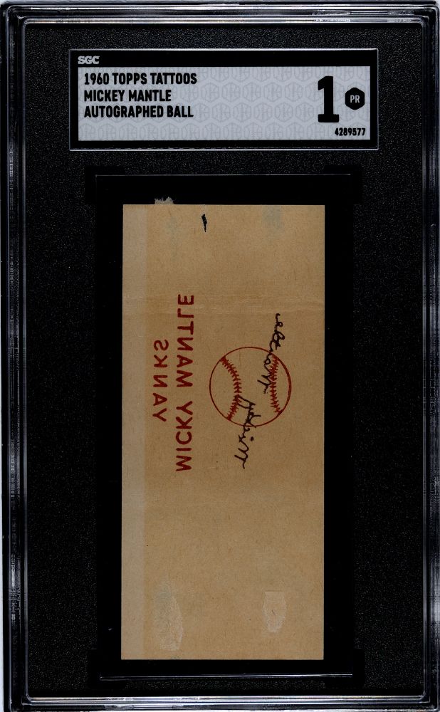 1960 TOPPS MICKEY MANTLE TATTOOS AUTO. BALL SGC 1