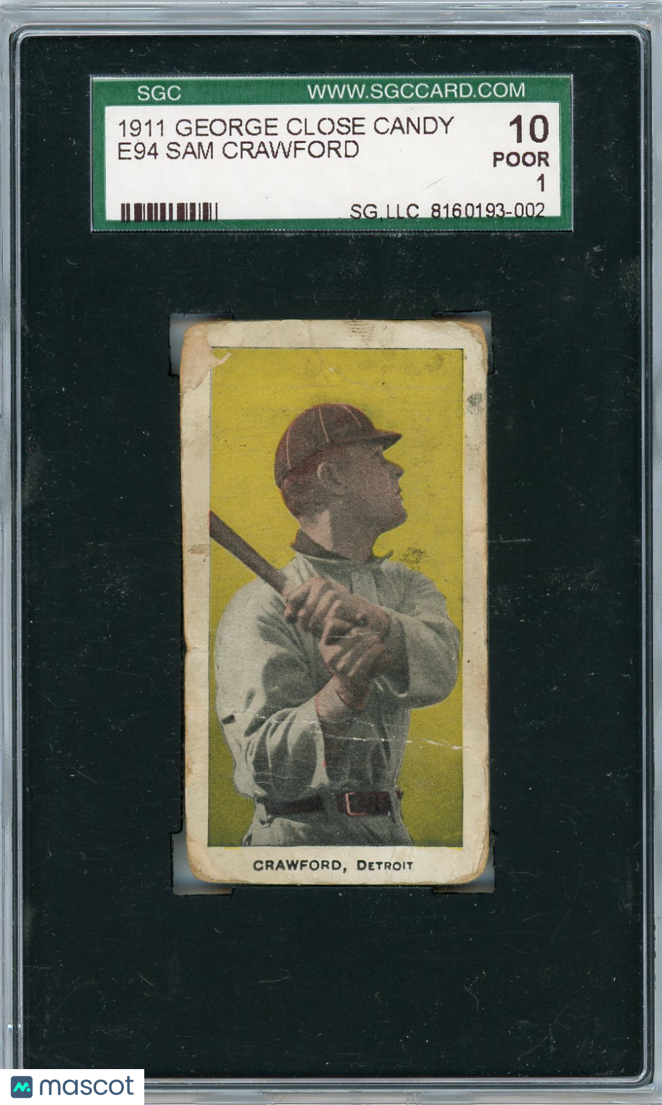 1911 George Close Candy Co. (E94) Sam Crawford SGC 1