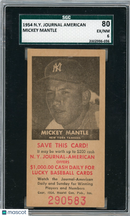 1954 N.Y. Journal American Mickey Mantle SGC 6