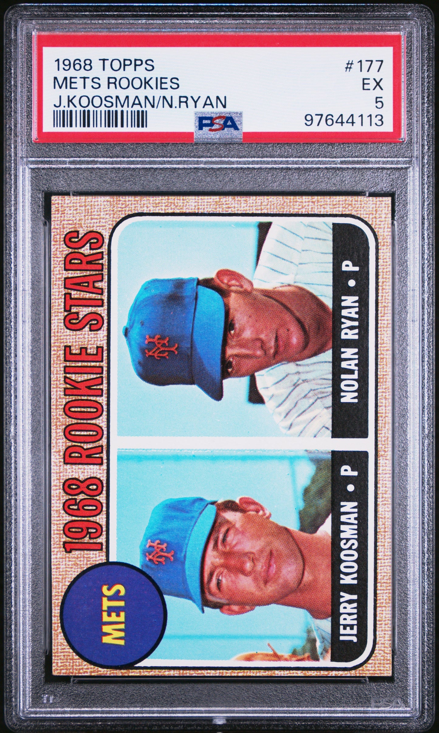 1968 TOPPS METS ROOKIES J.KOOSMAN/N.RYAN #177 PSA 5