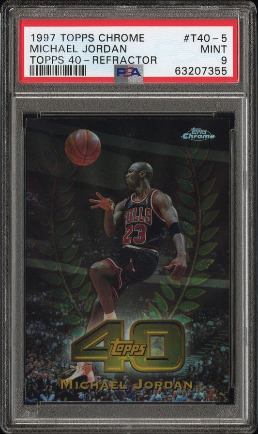 1997 TOPPS MICHAEL JORDAN CHROME 40 TOPPS 40-REFRACTOR #T5 PSA 9