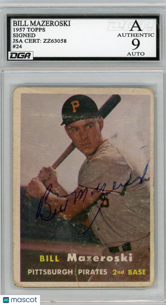1957 Topps Bill Mazeroski #24 DGA 9 JSA Auto 9