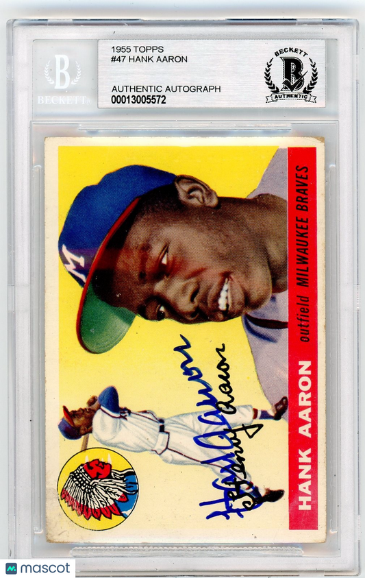 1955 Topps Hank Aaron #47 BVG Authentic BAS Auto A