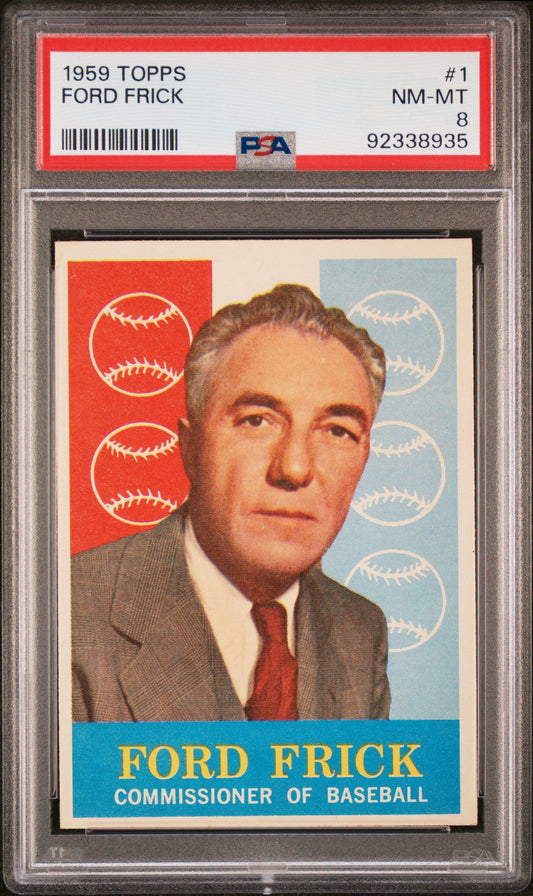 1959 TOPPS FORD FRICK #1 PSA 8