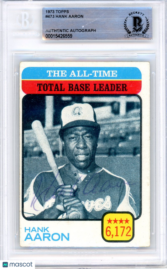 1973 Topps All-Time Total Base Leader Hank Aaron #473 BVG Authentic BAS Auto A