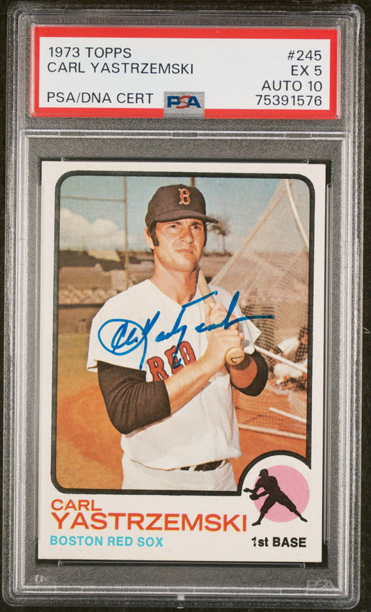 1973 TOPPS CARL YASTRZEMSKI #245 PSA 5 AUTO 10