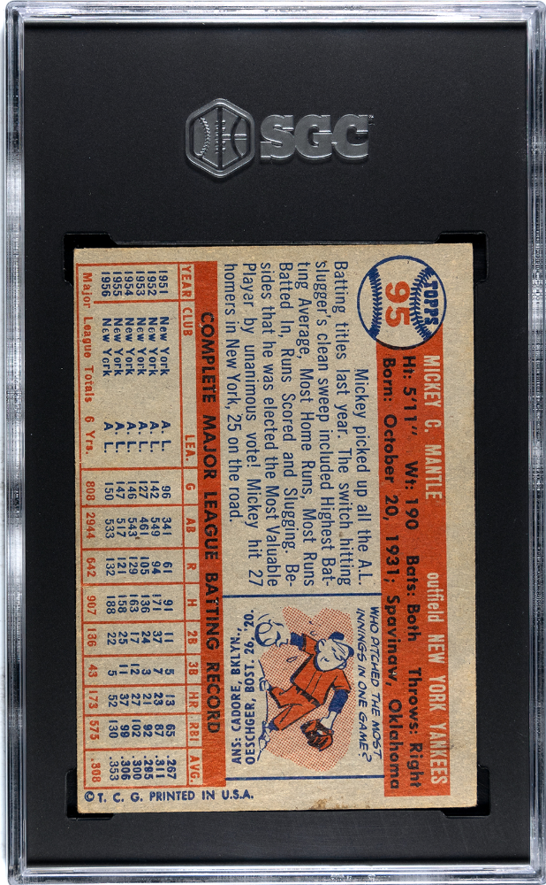 1957 Topps Mickey Mantle #95 SGC 1