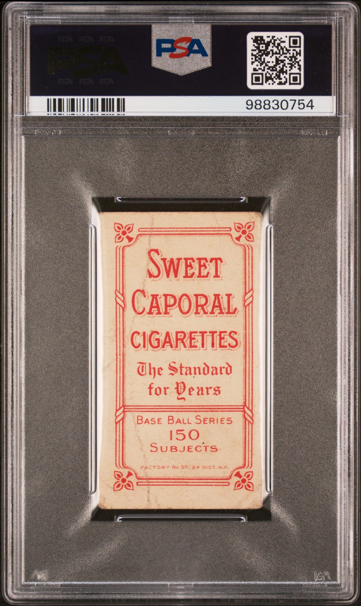 1909-11 T206 Sweet Caporal 150/30 Fred Parent PSA 1