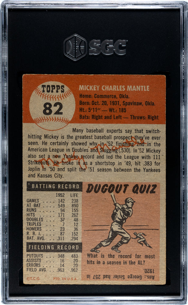1953 Topps Mickey Mantle #82 SGC 5