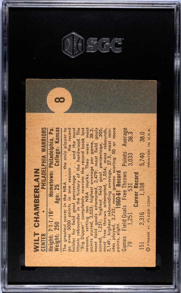 1961 Fleer Wilt Chamberlain #8 SGC 4