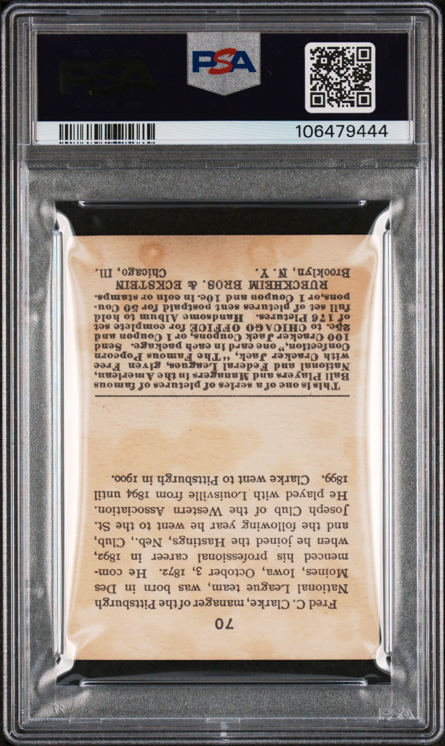 1915 Cracker Jack Fred Clarke #70 PSA 3