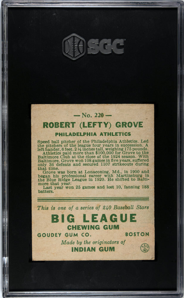 1933 Goudey Lefty Grove #220 SGC A