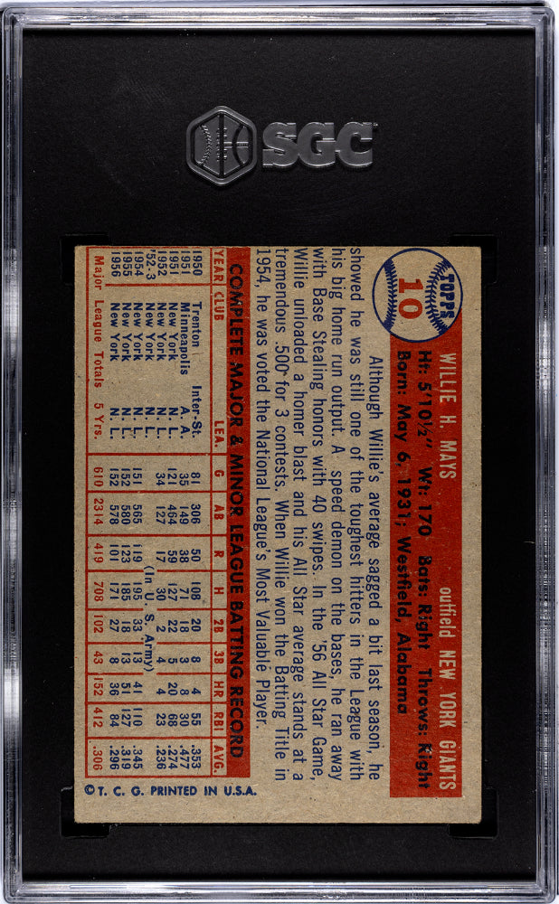 1957 Topps Willie Mays #10 SGC 6