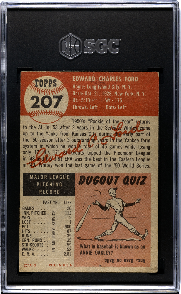 1953 Topps Whitey Ford #207 SGC 4