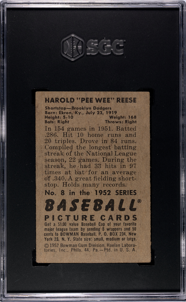 1952 Bowman Pee Wee Reese #8 SGC 4