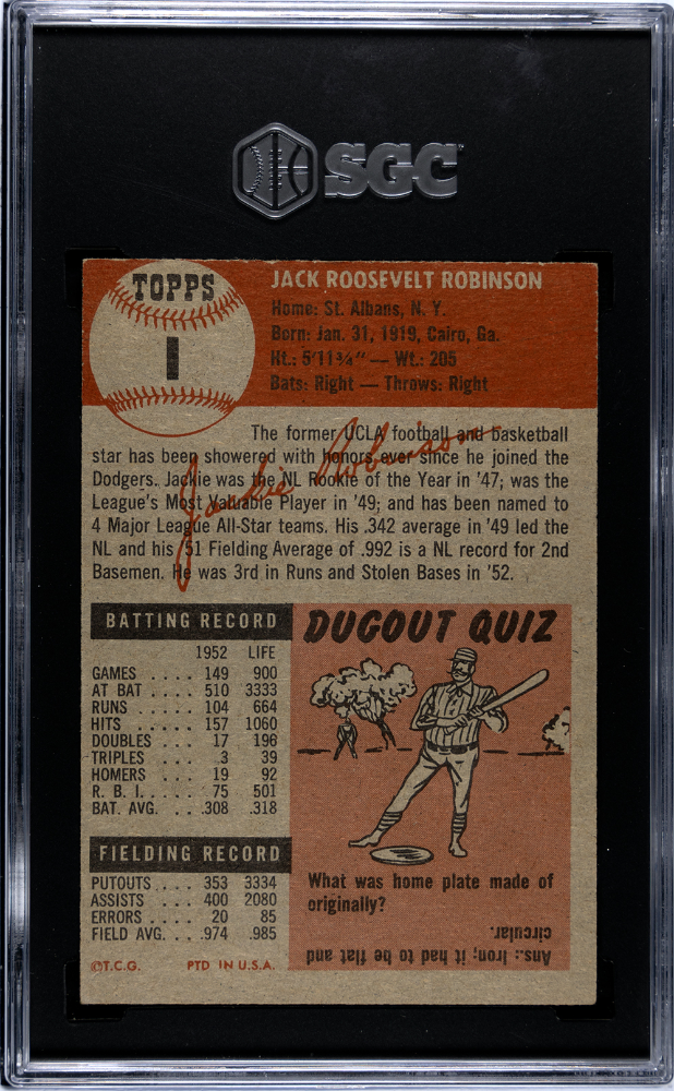 1953 Topps Jackie Robinson #1 SGC 4.5