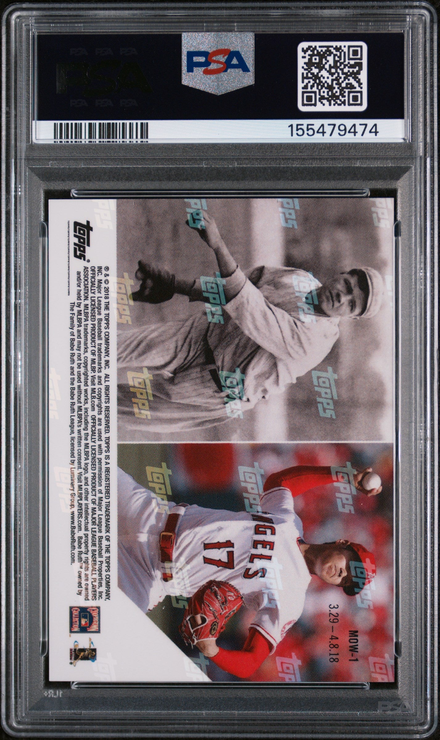 2018 Topps Now Moment Of The Week S. Ohtani B. Ruth #MOW1 PSA 10