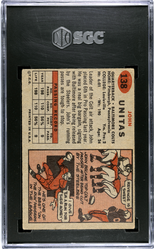 1957 Topps John Unitas #138 SGC 4