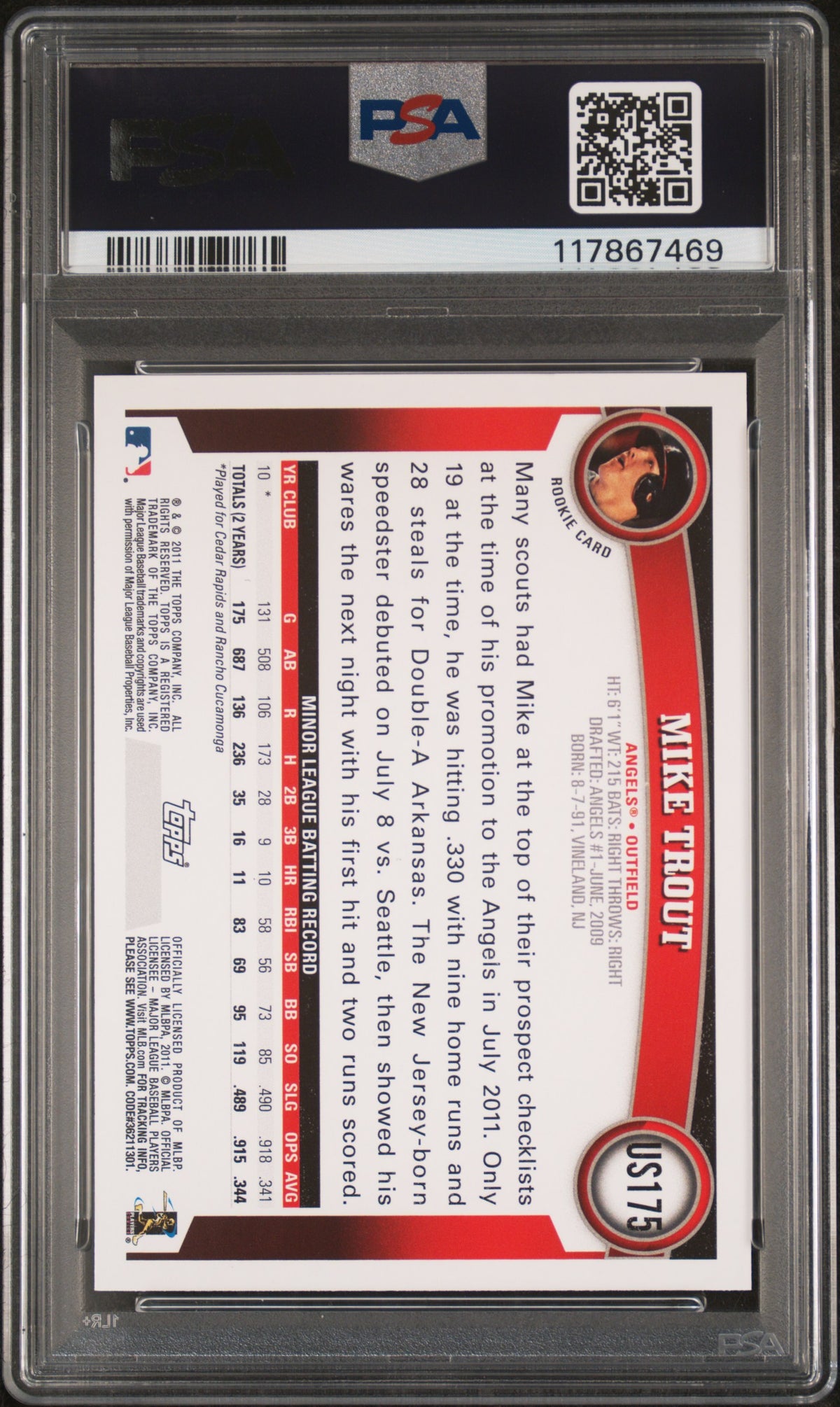 2011 Topps Update Mike Trout #US175 PSA 10