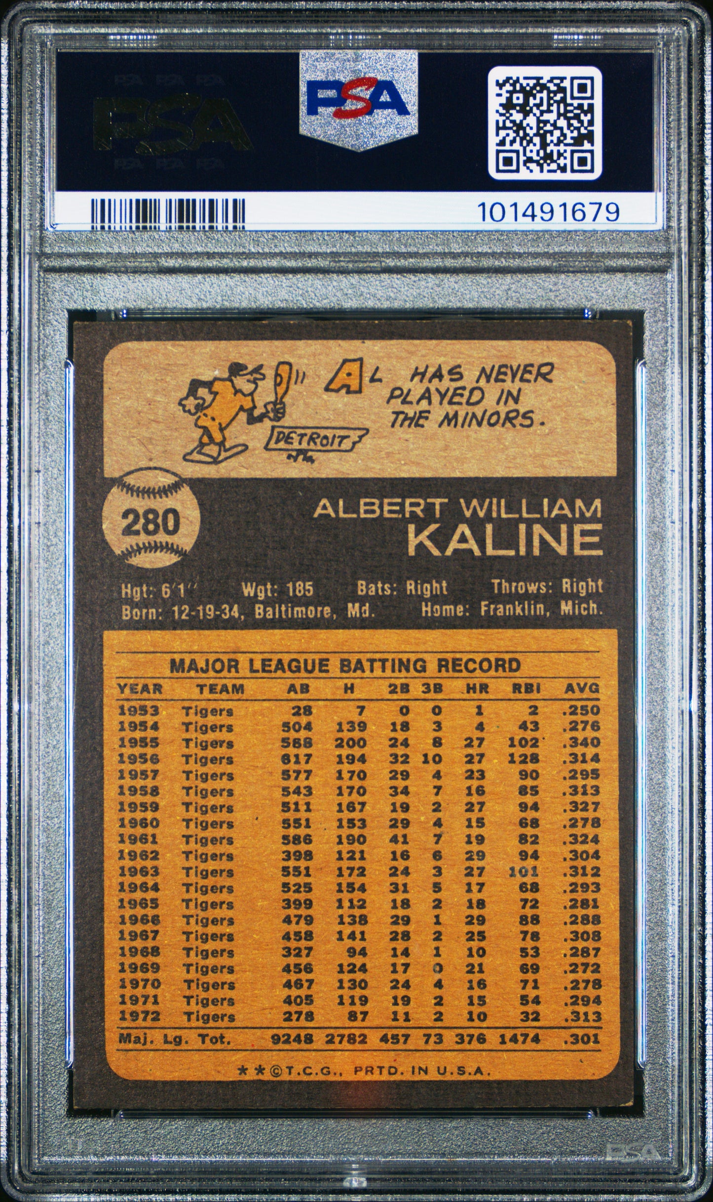 1973 Topps Al Kaline #280 With Bandage PSA 6