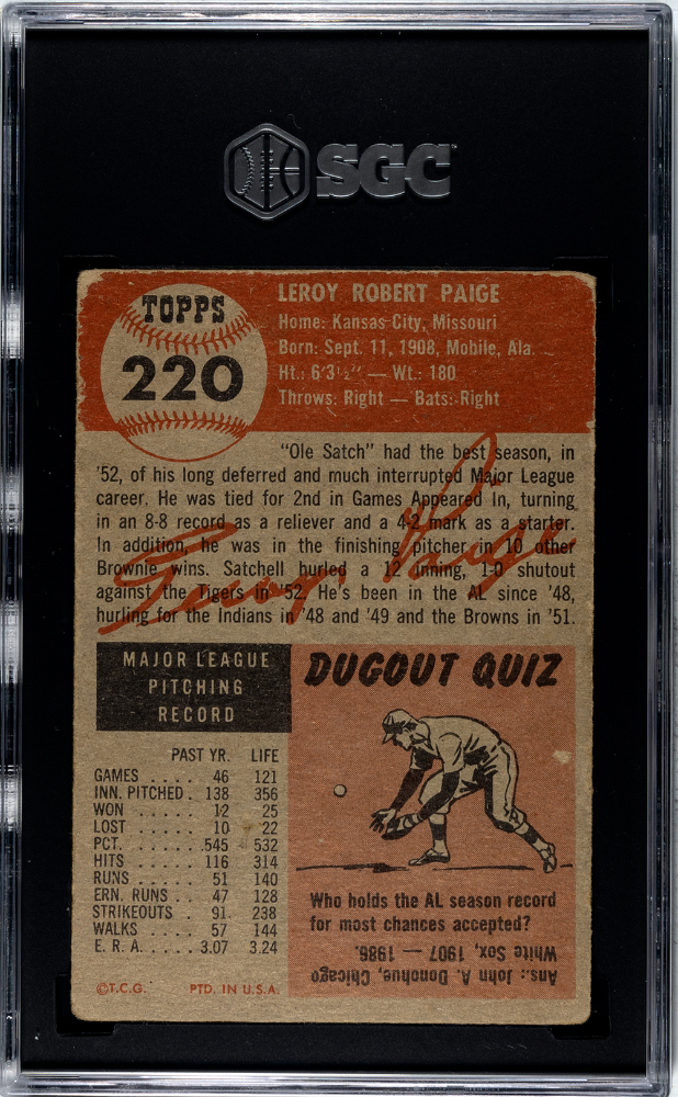 1953 Topps Satchel Paige #220 SGC 3