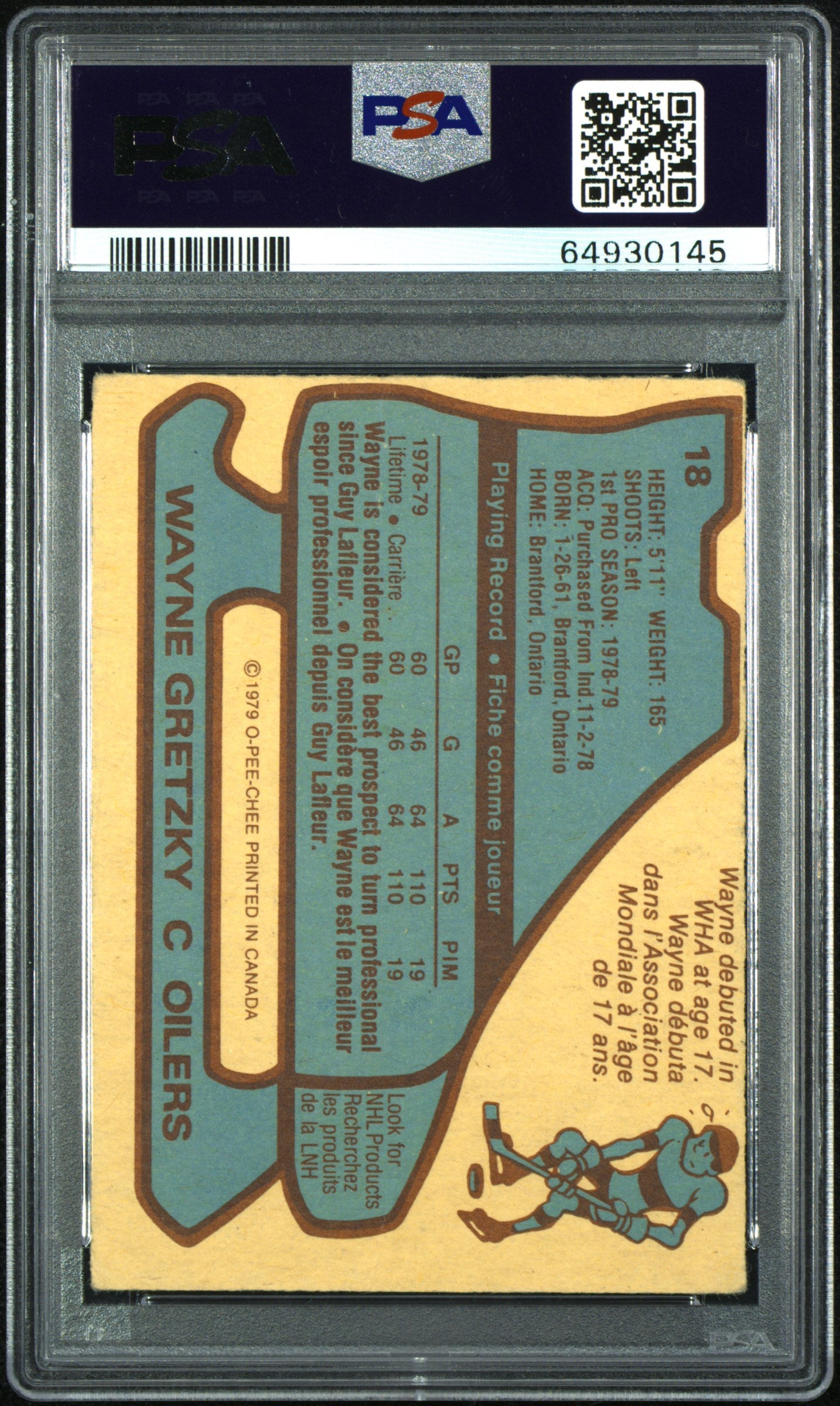 1979 O-Pee-Chee Wayne Gretzky #18 PSA 3