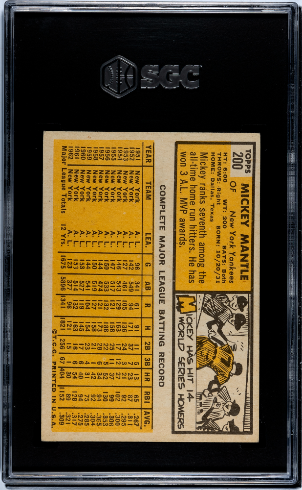 1963 Topps Mickey Mantle #200 SGC 4