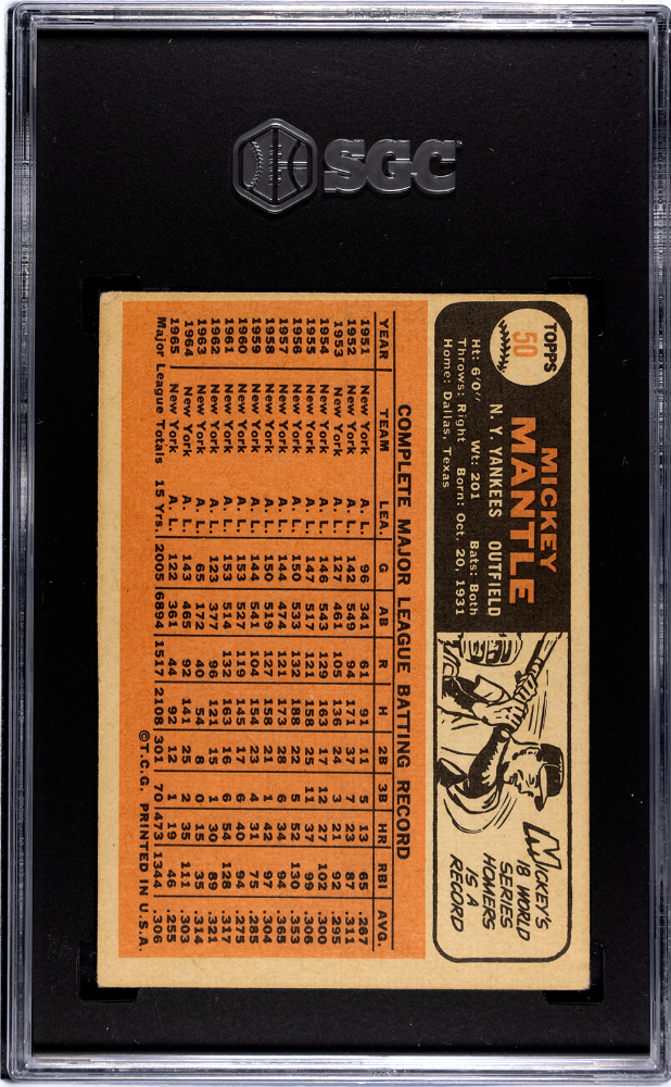 1966 Topps Mickey Mantle #50 SGC 3