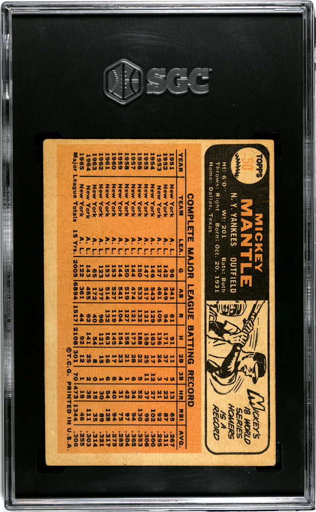 1966 Topps Mickey Mantle #50 SGC 4