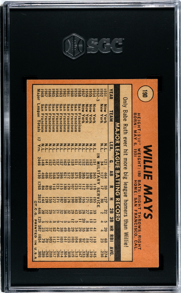 1969 Topps Willie Mays #190 SGC 5