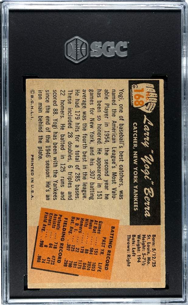 1955 Bowman Yogi Berra #168 SGC 3.5
